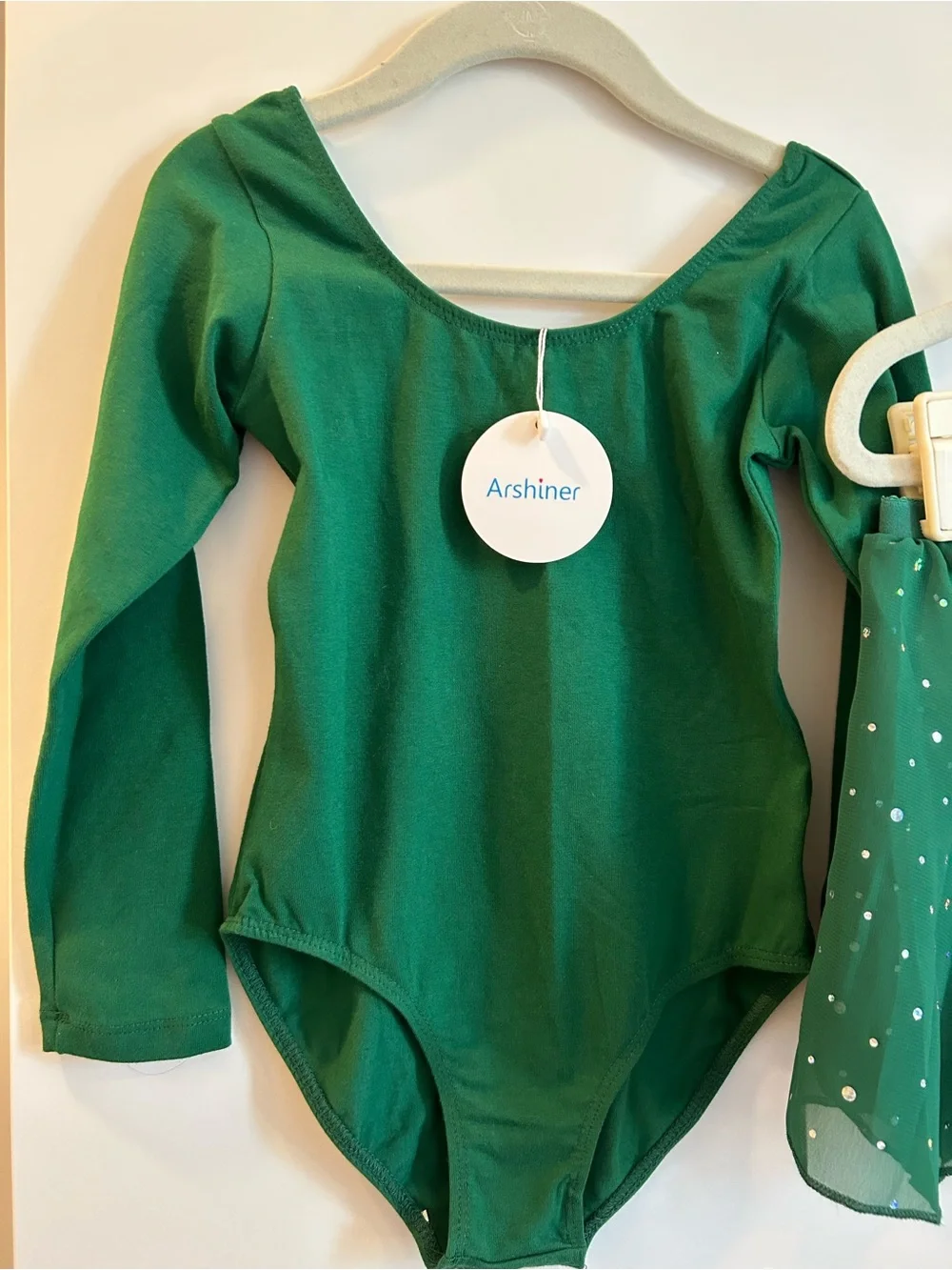Emerald Green Dance Leotard & Skirt Set - Size 130 (7/8)